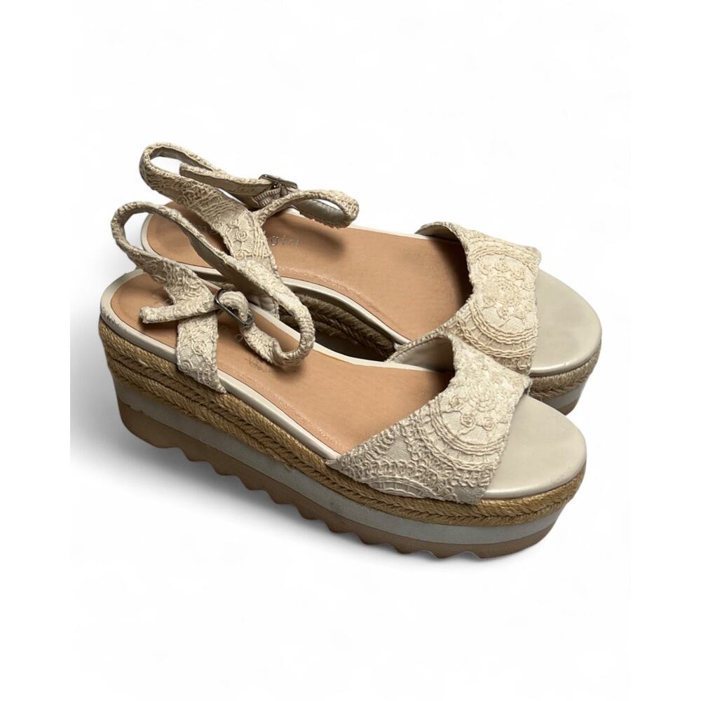 Steve Madden Girls Shoes Cleo Wedge Sandal- Natural- Sz 5